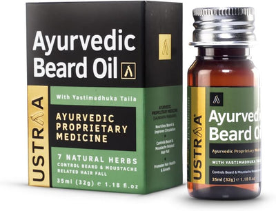 زيت اللحية الأيورفيدا من USTRA مع ياستيمادوكا تيلا، 35 مل