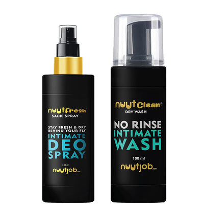 مجموعة العناية الشخصية والنظافة الشخصية للرجال من نوت جوب | غسول جاف بدون شطف للمنطقة الحساسة من نوت كلين + بخاخ مزيل عرق فريش للمنطقة الحساسة من نوت لنظافة الرجال