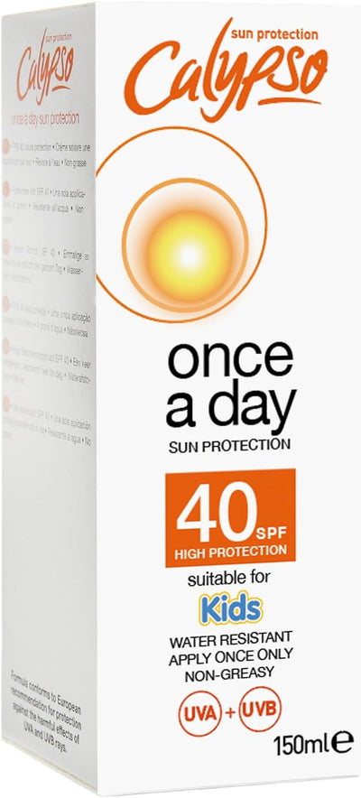 لوشن كاليبسوا للأطفال للتسمير والحماية مرة واحدة يوميًا بعامل حماية من الشمس SPF40، 150 مل