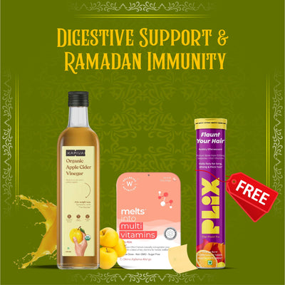 عصير خل التفاح العضوي من كابيفا + فيتامينات متعددة من WBN + بليكس مجاني. افتخري بشعرك