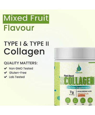 Vedapure Plant Based Skin Collagen Builder Supplement Mixed Fruit 210G