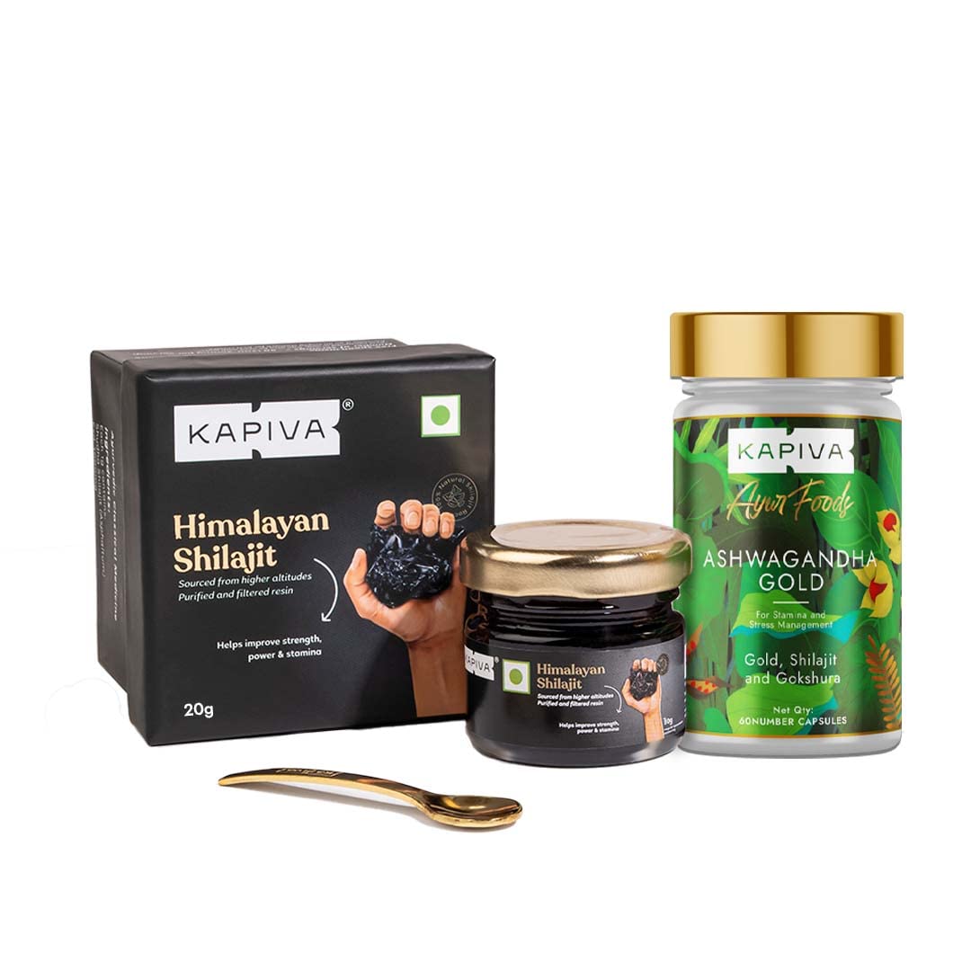 KAPIVA Himalayan Shilajit + Ashwagandha Gold Capsules Combo