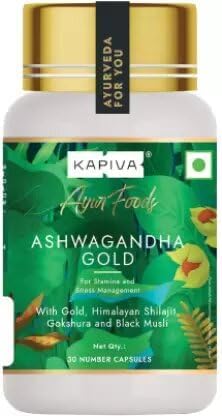 Kapiva Ashwagandha Gold Capsules 183rd day harvested Potent Nagori Ashwagandha (30 Capsules)