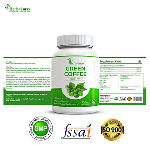 Herbal Max Green Coffee Beans Extract Capsules 60