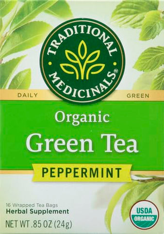 Traditional Medicinals Organic Green Tea, Peppermint, 16 Count