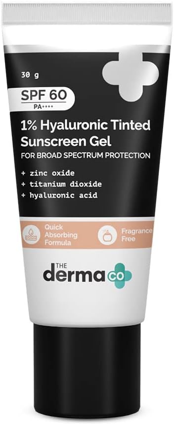 Derma Co 1% Hyaluronic Tinted Sunscreen Gel Spf60 30G