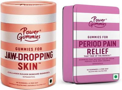 Power Gummies Jaw Dropping Skin 60 Gummies + That Time Of The Month 10 Gummies Lemon Twist & Strawberry