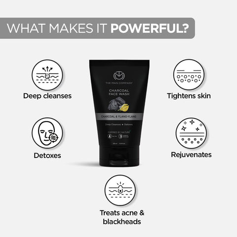 The Man Company Charcoal with Ylang Ylang & Argan Essential Oils Face Wash (100 ml)