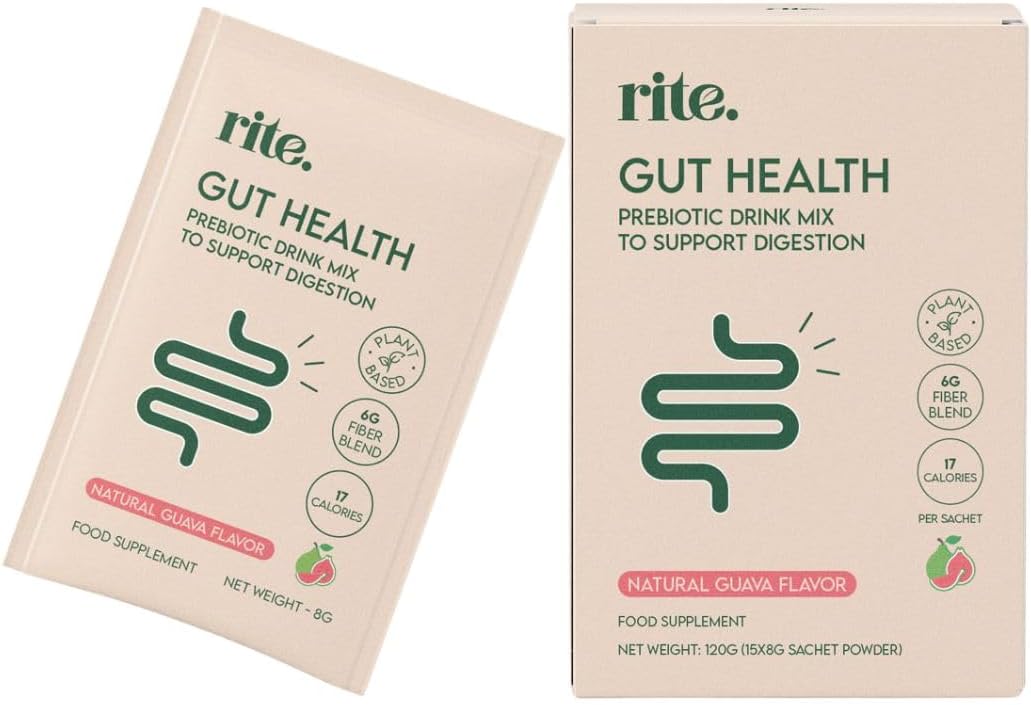 Buy RITE GUT HEALTH Prebiotic drink mix for digestion 15 Sachets Online
