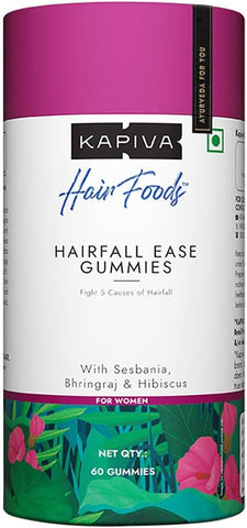 Kapiva Hair Fall Ease Gummies for Women | Controls Hair fall & Increases Hair Growth | 30 days pack