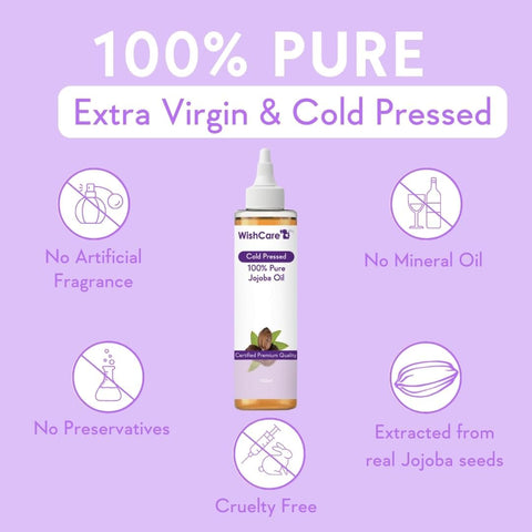 WishCare Pure Cold Pressed Natural Unrefined Jojoba Oil For Face, Hair & Skin