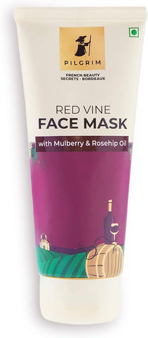 Pilgrim Anti Ageing Red Vine Face Pack & Mask Paste with Mulberry Extracts & Rosehip Oil for Glowing Skin 100g