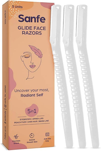 Sanfe Glide Face Razor for painfree facial hair removal (3 units)