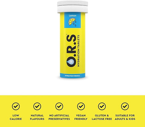 O.R.S Hydration Tablets with Electrolytes Natural Lemon Flavour 12 Tablets