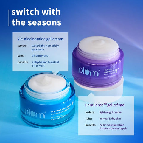 Plum 2% Niacinamide & Rice Water Superlight Gel Cream Winter Moisturizer for Face - 25 g