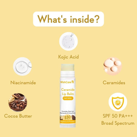 Wishcare Ceramide Lip Balm with SPF50 PA+++ - Kojic Acid & Niacinamide - For Lip Lightening