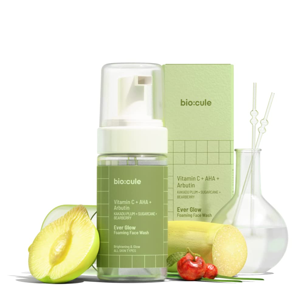 Biocule Ever Glow Foaming Face Wash : Vitamin c + AHA + Arbutin 100ml