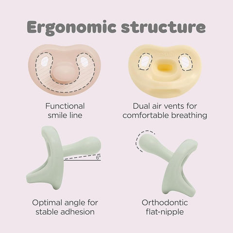 Moyuum All-Silicone Macaron Pacifier with Protective Stage 3 (6 months and older) Case Natural