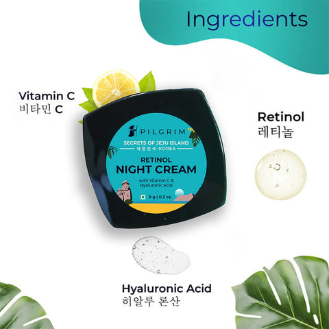 PILGRIM Retinol Night Cream with Vitamin C & Hyaluronic Acid 8g