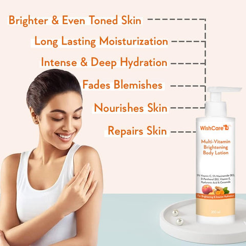 Wishcare Multi-Vitamin Brightening Body Lotion - 5% Vitamin C, 5% Niacinamide(B3), Panthenol(B5)