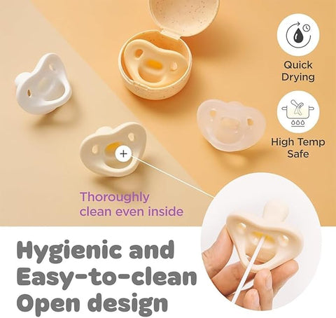 Moyuum All-Silicone Macaron Pacifier with Protective Stage 1 (Up to 3 Months) Case Mango