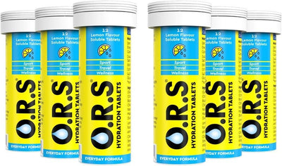 O.R.S Hydration Tablets with Electrolytes Natural Lemon Flavour 72 Tablets (Pack of 6 x12)