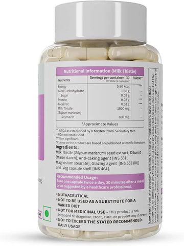 Neuherbs Milk Thistle liver detox supplement 60 Capsules