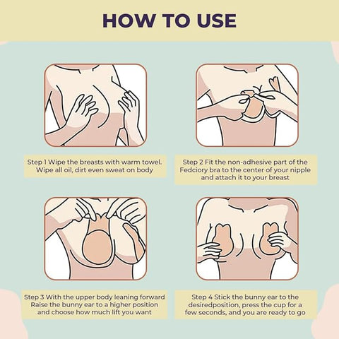 Sanfe Flix Reusable Boob Lift Cups | for Breast Push Up | Braless, Padded, Rabbit (Nude) | A-C Cup Size - 2 Pieces