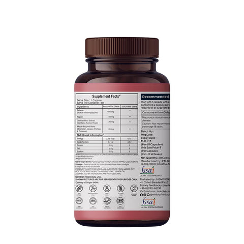 Miduty Betaine HCl + Pepsin - Digestive Health Support - 60 Capsules