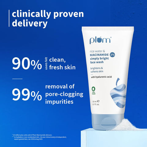 Plum Rice Water & 2% Niacinamide Simply Bright Face Wash | 150ml | Full-size