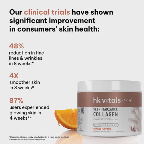 HK Vitals Marine Collagen Supplement (Orange, 100G) & Sipper Bottle (Grey, 300Ml) | Combo Pack