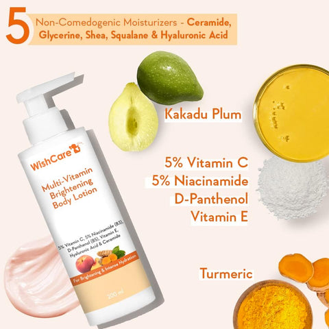 Wishcare Multi-Vitamin Brightening Body Lotion - 5% Vitamin C, 5% Niacinamide(B3), Panthenol(B5)