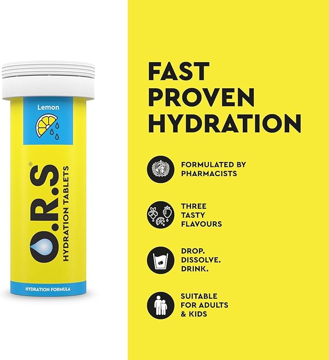 O.R.S Hydration Tablets with Electrolytes Natural Lemon Flavour 12 Tablets
