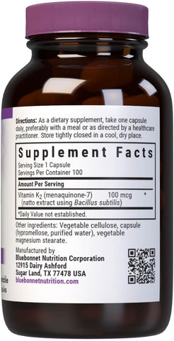 Blue bonnet vitamin k2 100 mcg capsules