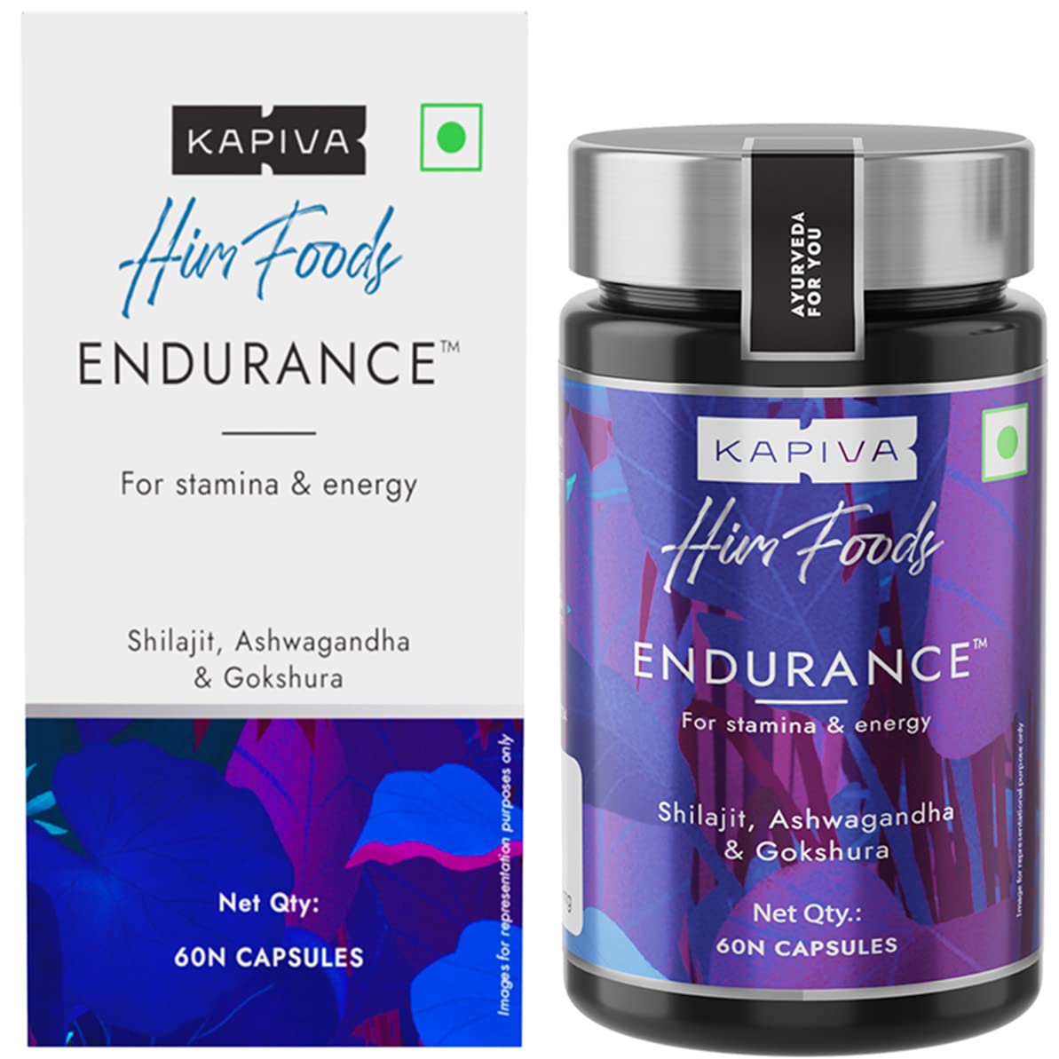 Kapiva Endurance Capsules - Research-backed blend of 14 Herbs & 7 Bhasmas like Ashwagandha, Shilajit and Gokshura to unlock peak performance (60 Capsules)