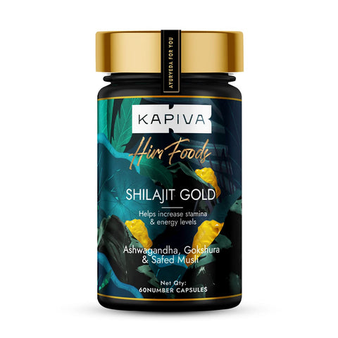 Kapiva Shilajit Gold 60 Capsules | Contains 24 Carat Gold | Boosts Stamina In 4 Weeks | 100% Ayurvedic Buy 1 Get 1