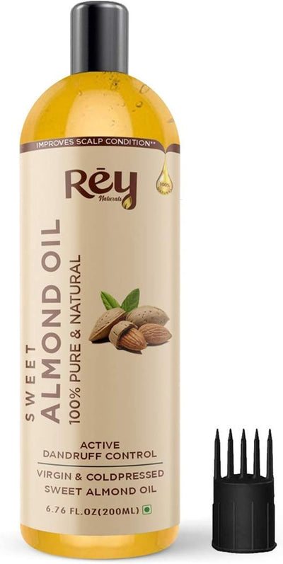 Rey Naturals Cold Pressed Castor Oil & Sweet Almond Oil  for hair & skin 200 ml