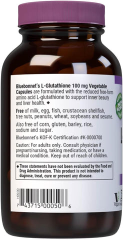 Bluebonnet Nutrition Blue Bonnet L-Glutathione 100 Mg Vegetable Capsules