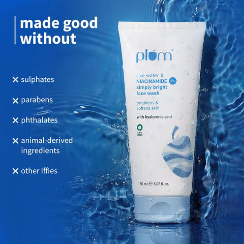 Plum Rice Water & 2% Niacinamide Simply Bright Face Wash | 150ml | Full-size