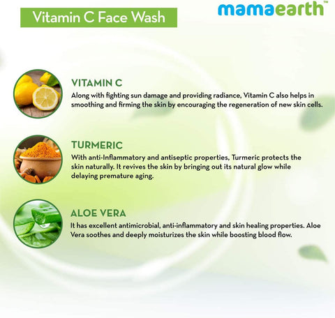 Mamaearth Vitamin C Face Wash with Vitamin C and Turmeric for Illumination Best For Dry | Oily | Sensitive | Normal Skin (100 ML)