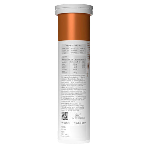 HK Vitals Glutathione - 15 Effervescent Tablets | L-Glutathione Tablets With Vitamin C & E, For Skin Glow & Hydration, No Added Sugar, Orange Flavour
