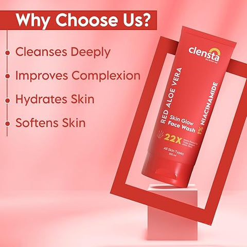 Clensta Red Aloe Vera Skin Glow Face Wash – 100 ml