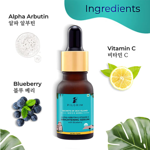 Pilgrim Korean 2% Alpha Arbutin & 3% Vitamin C Brightening Face Serum Korean Skin Care Vegan