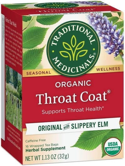 شاي الحلق العضوي من شركة Traditional Medicinals، 16 قرصًا (عبوة واحدة)