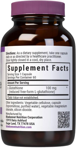 Bluebonnet Nutrition Blue Bonnet L-Glutathione 100 Mg Vegetable Capsules