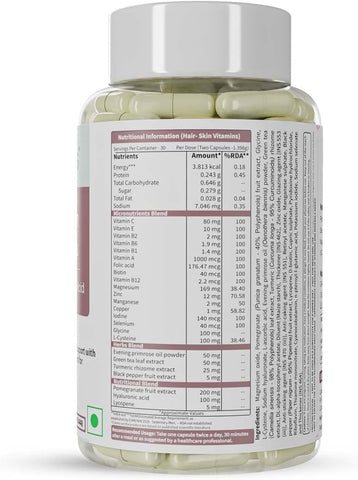 Neuherbs Hair-Skin Vitamins with Hyaluronic Acid Capsules 60