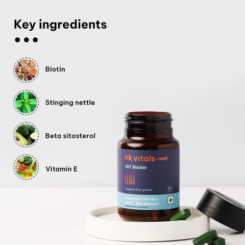 HK Vitals Dht Blocker With Biotin (60 Tablets) | Stinging Nettle And Soya Protein | Helps Reduce Hair Fall, Stimulates Hair Growth