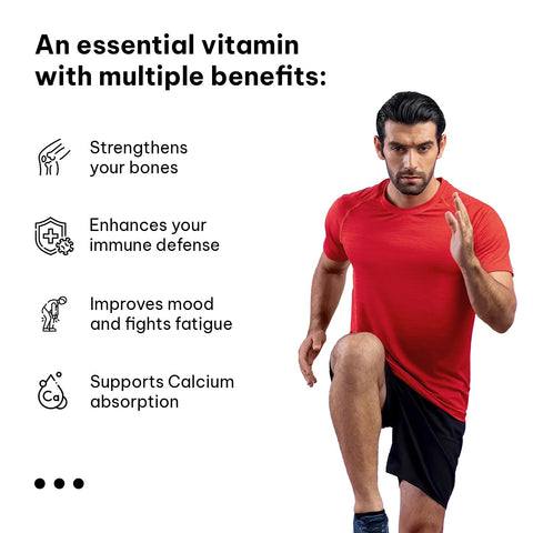 HK Vitals Vitamin D3 (600 Iu) (60 Capsules) | With Sunflower Oil, Promotes Calcium Absorption | Bone Health, Muscle Strength & Immunity