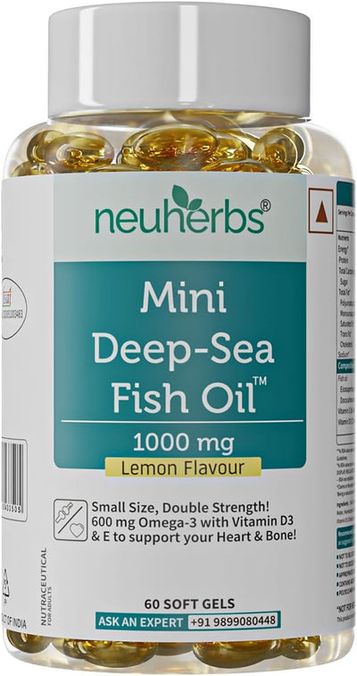 كبسولات نيوهيربس ميني أوميجا 3 من زيت سمك أعماق البحار بتركيز 1000 ملغ - 60 كبسولة هلامية