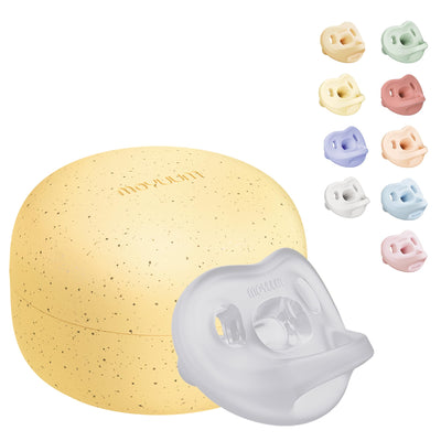 Moyuum All-Silicone Macaron Pacifier with Protective Stage 2 (3 to 6 months) Case Natural
